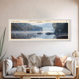 Griffith Lake Vermont Framed Canvas Print, Lake House Decor, Panoramic Wall Art, Travel Poster, Beautiful Lake Painting, Nature Art