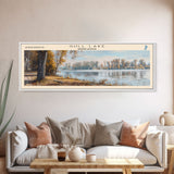 Gull Lake Minneapolis Framed Canvas Print, Lake House Art, Panoramic Wall Art, Travel Poster, Serene Lake Painting, Home Decor