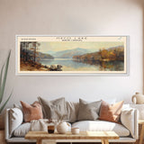 Hyco Lake North Carolina Framed Canvas Print, Lake House Art, Panoramic Wall Art, Travel Poster, Scenic Lake Painting, Home Decor