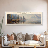 Jackson Lake Framed Canvas Print, Panoramic Lake House Decor, Wall Art, Travel Poster, Captivating Lake Painting, Nature Art