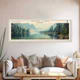 Jenny Lake Wyoming Framed Canvas Print, Lake House Decor, Panoramic Wall Art, Travel Poster, Beautiful Lake Painting, Nature Art