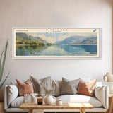 June Lake California Framed Canvas Print, Panoramic Lake House Decor, Wall Art, Travel Poster, Peaceful Lake Painting, Nature Art