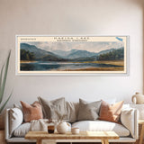 Kakisa Lake Framed Canvas Print, Lake House Art, Panoramic Wall Art, Travel Poster, Scenic Lake Painting, Home Decor