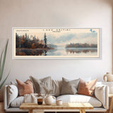 Lake Abitibi Framed Canvas Print, Lake House Art, Panoramic Travel Poster, Wall Art, Stunning Lake Painting, Home Decor