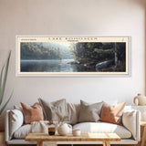 Lake Bomoseen Vermont Framed Canvas Print, Lake House Art, Panoramic Wall Art, Travel Poster, Serene Lake Painting, Home Decor