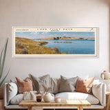 Lake Fort Peck Framed Canvas Print, Lake House Decor, Panoramic Wall Art, Travel Poster, Scenic Lake Painting, Nature Art