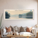 Lake Grandin Framed Canvas Print, Lake House Decor, Panoramic Wall Art, Travel Poster, Serene Lake Painting, Nature Art