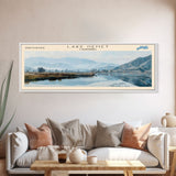 Lake Hemet California Framed Canvas Print, Lake House Decor, Panoramic Wall Art, Travel Poster, Serene Lake Painting, Nature Art