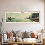 Lake Huron Framed Canvas Print, Lake House Decor, Panoramic Wall Art, Travel Poster, Serene Lake Painting, Home Art