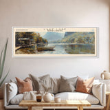 Lake Lure North Carolina Framed Canvas Print, Lake House Decor, Panoramic Wall Art, Travel Poster, Peaceful Lakeside Painting, Boho Art