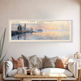 Lake Manitoba Framed Canvas Print, Lake House Decor, Panoramic Wall Art, Travel Poster, Stunning Lake Painting, Modern Art