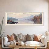 Lake Minchumina Framed Canvas Print, Lake House Decor, Panoramic Wall Art, Travel Poster, Serene Landscape Painting, Bedroom Decor