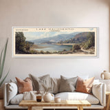 Lake Nacimiento California Framed Canvas Print, Lake House Decor, Panoramic Wall Art, Travel Poster, Beautiful Landscape Painting, Modern Art