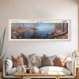 Lake Ontario Framed Canvas Print, Lake House Decor, Panoramic Wall Art, Travel Poster, Serene Landscape Painting, Rustic Art