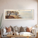 Lake Tawakoni Framed Canvas Print, Lake House Decor, Panoramic Wall Art, Travel Poster, Serene Landscape Painting, Modern Art