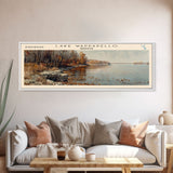 Lake Wappapello Missouri Framed Canvas Print, Lake House Decor, Panoramic Wall Art, Travel Poster, Scenic Landscape Painting, Contemporary Art