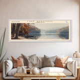 Lake Waramaug Connecticut Framed Canvas Print, Lake House Decor, Panoramic Wall Art, Travel Poster, Beautiful Landscape Painting, Rustic Art