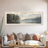 Lake Winnipesaukee Framed Canvas Print, Lake House Decor, Panoramic Wall Art, Travel Poster, Landscape Painting, Modern Art