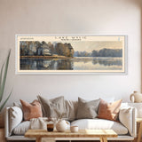 Lake Wylie North Carolina Framed Canvas Print, Lake House Decor, Panoramic Wall Art, Travel Poster, Scenic Landscape Painting, Contemporary Art