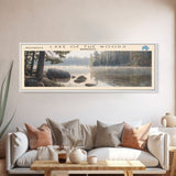 Lake of the Woods Framed Canvas Print, Lake House Decor, Panoramic Wall Art, Travel Poster, Landscape Painting, Contemporary Art