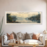 Martre Lake Framed Canvas Print, Lake House Decor, Panoramic Wall Art, Travel Poster, Landscape Painting, Bedroom Decor