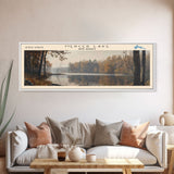 Mercer Lake New Jersey Framed Canvas Print, Lake House Decor, Panoramic Wall Art, Travel Poster, Landscape Painting, Bedroom Decor