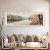 Merrill Creek Reservoir New Jersey Framed Canvas Print, Lake House Decor, Panoramic Wall Art, Travel Poster, Scenic Landscape Painting, Living Room Decor