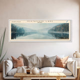 Mistassini Lake Framed Canvas Print, Lake House Decor, Panoramic Wall Art, Travel Poster, Beautiful Landscape Painting, Living Room Decor