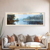 Molson Lake Framed Canvas Print, Lake House Decor, Panoramic Wall Art, Travel Poster, Scenic Landscape Painting, Contemporary Art