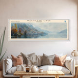 Nagagami Lake Framed Canvas Print, Lake House Decor, Panoramic Wall Art, Travel Poster, Landscape Painting, Bedroom Decor