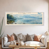 Naknek Lake Framed Canvas Print, Lake House Decor, Panoramic Wall Art, Travel Poster, Landscape Painting, Modern Art