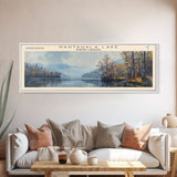 Nantahala Lake North Carolina Framed Canvas Print, Lake House Decor, Panoramic Wall Art, Travel Poster, Scenic Landscape Painting, Contemporary Art