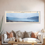 Newark Reservoir Delaware Framed Canvas Print, Lake House Decor, Panoramic Wall Art, Travel Poster, Landscape Painting, Modern Art