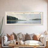 Okamanpeedan Lake Tuttle Lake Iowa Framed Canvas Print, Lake House Decor, Panoramic Wall Art, Travel Poster, Scenic Landscape Painting, Contemporary Art