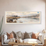 Panguitch Lake Utah Framed Canvas Print, Lake House Decor, Panoramic Wall Art, Travel Poster, Beautiful Landscape Painting, Living Room Decor