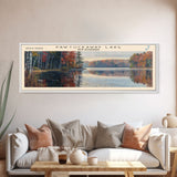 Pawtuckaway Lake New Hampshire Framed Canvas Print, Lake House Decor, Panoramic Wall Art, Travel Poster, Beautiful Landscape Painting, Living Room Decor