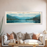 Payette Lake Idaho Framed Canvas Print, Lake House Decor, Panoramic Travel Poster, Landscape Painting, Modern Art