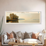 Pelican Lake Framed Canvas Print, Lake House Decor, Panoramic Wall Art, Travel Poster, Scenic Landscape Painting, Contemporary Art