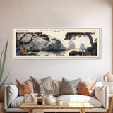 Perlas Framed Canvas Print, Lake House Decor, Panoramic Travel Poster, Landscape Painting, Bedroom Decor