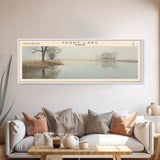 Perry Lake Kansas Framed Canvas Print, Lake House Decor, Panoramic Wall Art, Travel Poster, Beautiful Landscape Painting, Living Room Decor