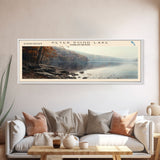 Peter Pond Lake Framed Canvas Print, Lake House Decor, Panoramic Wall Art, Travel Poster, Scenic Landscape Painting, Contemporary Art