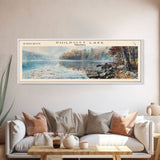 Philpott Lake Virginia Framed Canvas Print, Lake House Decor, Panoramic Travel Poster, Scenic Wall Art, Living Room Decor