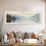 Priest Lake Idaho Framed Canvas Print, Lake House Decor, Panoramic Wall Art, Travel Poster, Beautiful Landscape Painting, Living Room Decor