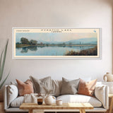 Pyramid Lake California Framed Canvas Print, Lake House Decor, Panoramic Wall Art, Travel Poster, Beautiful Landscape Painting, Living Room Decor