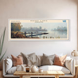 Rainy Lake Minneapolis Framed Canvas Print, Lake House Decor, Panoramic Wall Art, Travel Poster, Beautiful Landscape Painting, Modern Art