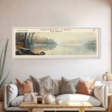 Ramapo Lake New Jersey Framed Canvas Print, Lake House Decor, Panoramic Wall Art, Travel Poster, Scenic Landscape Painting, Contemporary Art