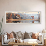 Sawmill Lake Indiana Framed Canvas Print, Lake House Decor, Panoramic Wall Art, Travel Poster, Serene Lake Painting, Bedroom Decor