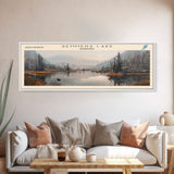 Semmens Lake Panoramic Framed Canvas Print, Lake House Decor, Wall Art, Travel Poster, Scenic Landscape, Living Room Decor, Beautiful Lake