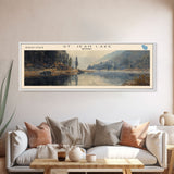 St. Jean Lake Panoramic Framed Canvas Print, Lake House Decor, Wall Art, Travel Poster, Beautiful Lake Scene, Bedroom Decor