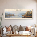 Suggi Lake Panoramic Wall Art, Framed Canvas Print, Lake House Decor, Travel Poster, Tranquil Lake Painting, Modern Art, Living Room Decor